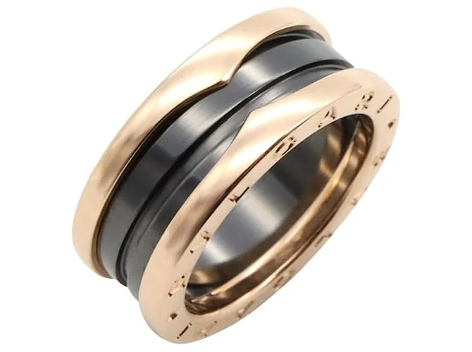 Bulgari Anello Bvlgari B-zero1 in oro 750 e ceramica misura 10,5 Nero