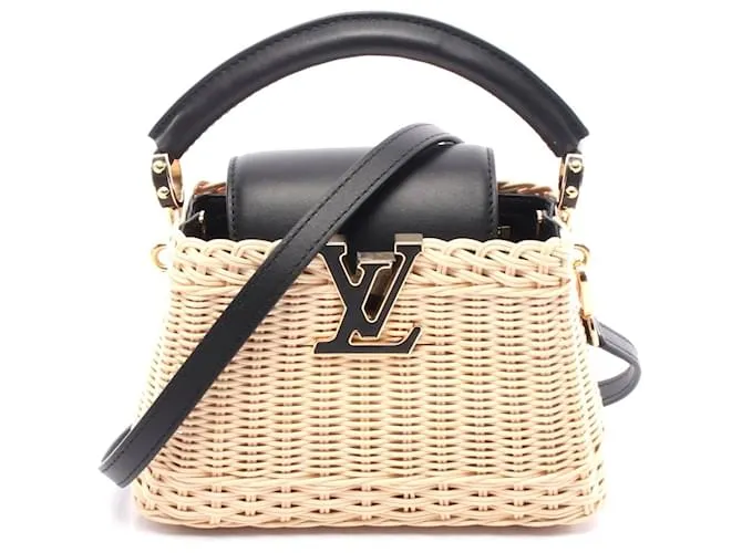 Borsa a mano Louis Vuitton Capucines Mini Noir in pelle Nero