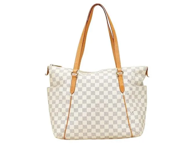 Borsa 2 in 1 Louis Vuitton Totally MM Damier Azur Bianco