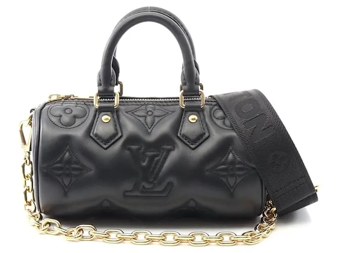 Borsa a mano Louis Vuitton Papillon BB Bubblegram Noir in pelle Nero