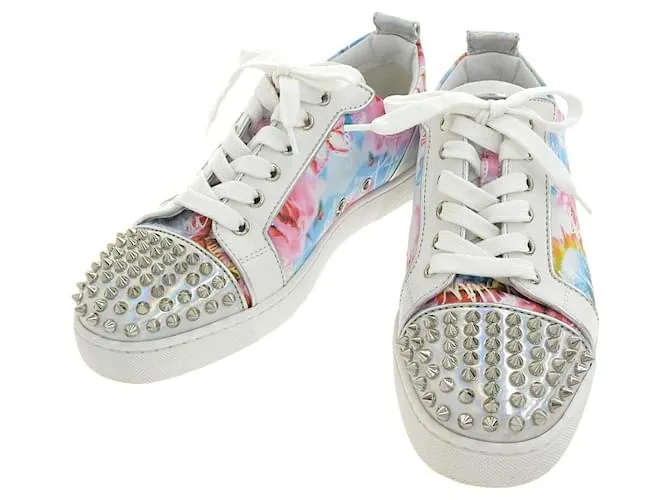 Sneakers in pelle Louis Junior Spike di Christian Louboutin colorati Bianco Blu