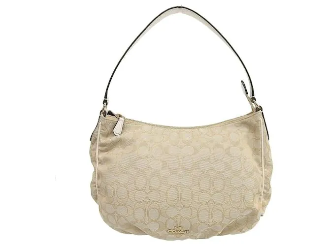 Borsa a Spalla Coach Signature One Beige Bianco