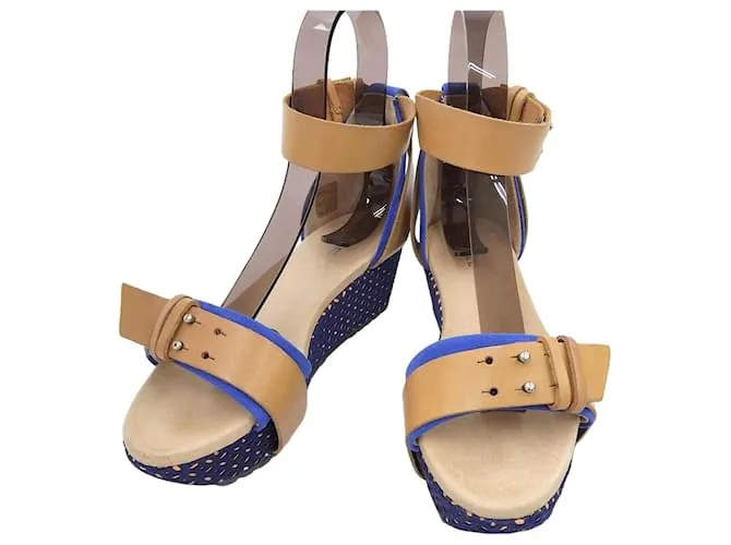 Autre Marque Sandali in suede con suola wedge DIESEL taglia 37 Marrone Blu