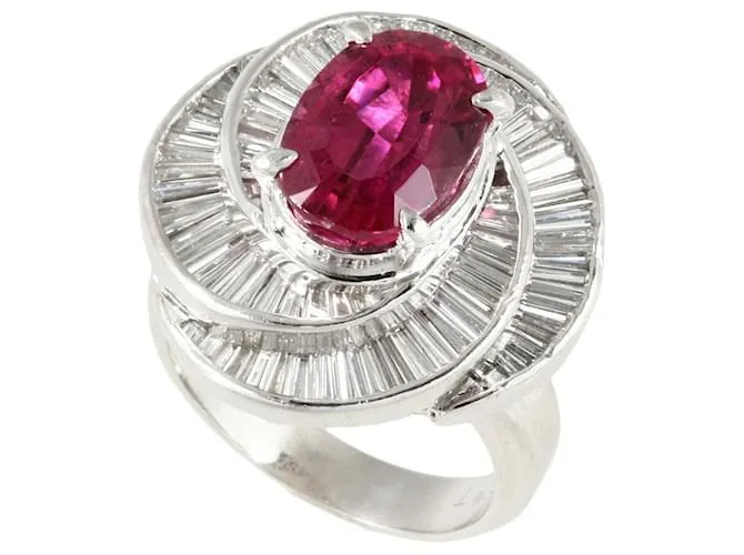 Autre Marque Anello in tormalina di platino PT900 10 Rosa