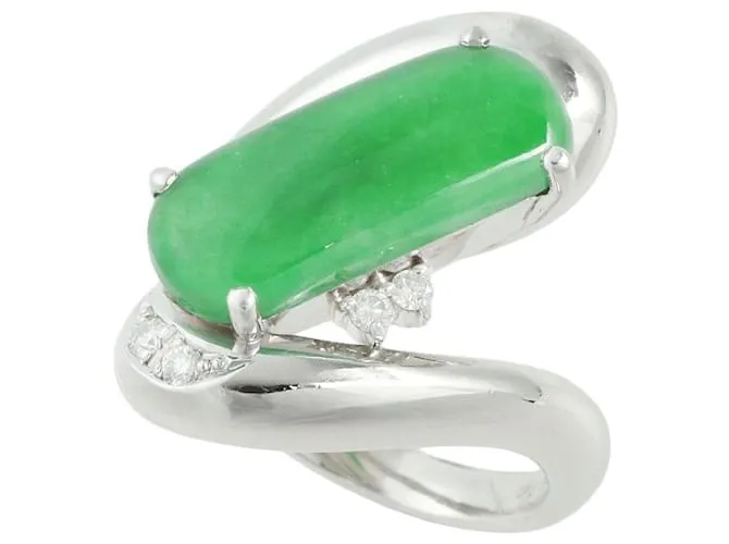 Autre Marque Anello in giada jadeite Pt900 14 Verde