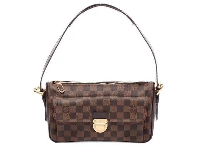 Borsa a Spalla Louis Vuitton Ravello GM in Tela Rivestita Damier Metallico Bronzo