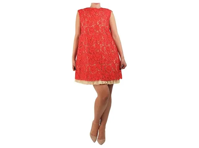 Miu Miu Mini abito in pizzo rosso con sottoveste - taglia UK 10