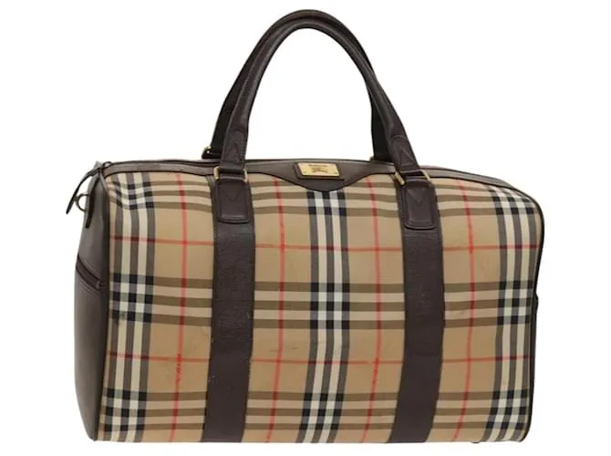Autre Marque Borsa Boston in tela beige con motivo Nova Check di Burberrys, oro, autentica 129336 D'oro