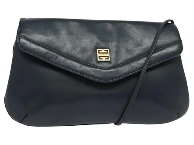 Borsa a spalla GIVENCHY in pelle blu navy e oro Auth BA3654 D'oro