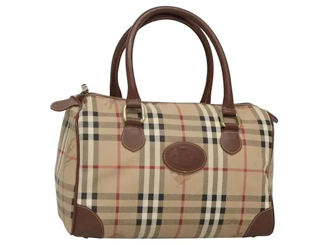 Autre Marque Borsa a mano Burberrys Nova Check PVC Beige Oro Auth BA3694 D'oro