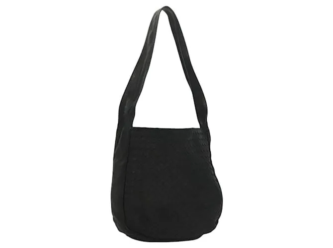Autre Marque BORSO A SPALLA IN PELLE NERA INTRECCIATO BOTTEGA VENETA Auth bs27424 Nero