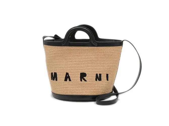 Borsa a secchiello Tropicalia di Marni Nero Beige