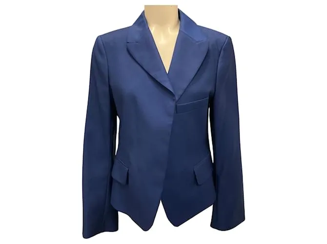 Blazer su misura in lana e seta Jil Sander Blue