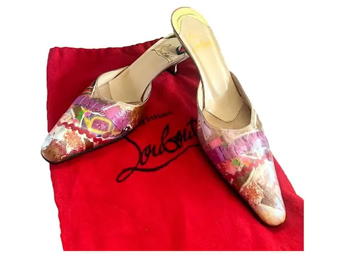 Mules vintage rari Christian Louboutin "Trash" Multicolore