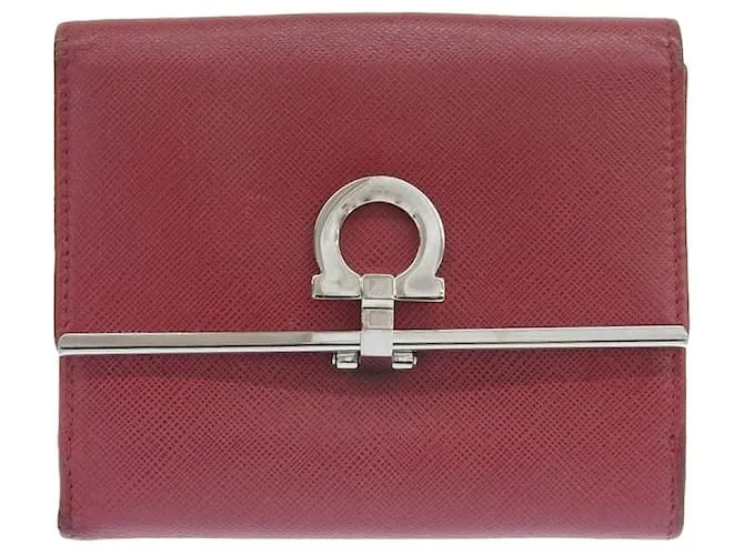 Portafoglio in pelle Gancini Salvatore Ferragamo Rosso