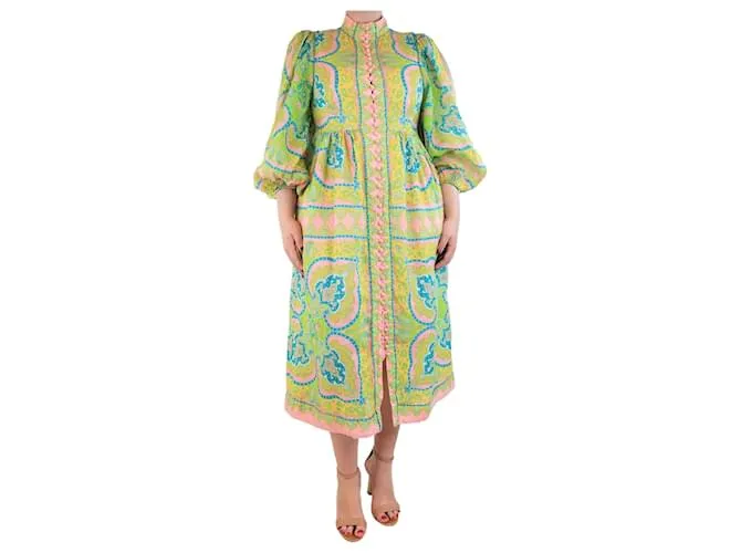 Zimmermann Abito midi in lino paisley multicolore - taglia UK 12