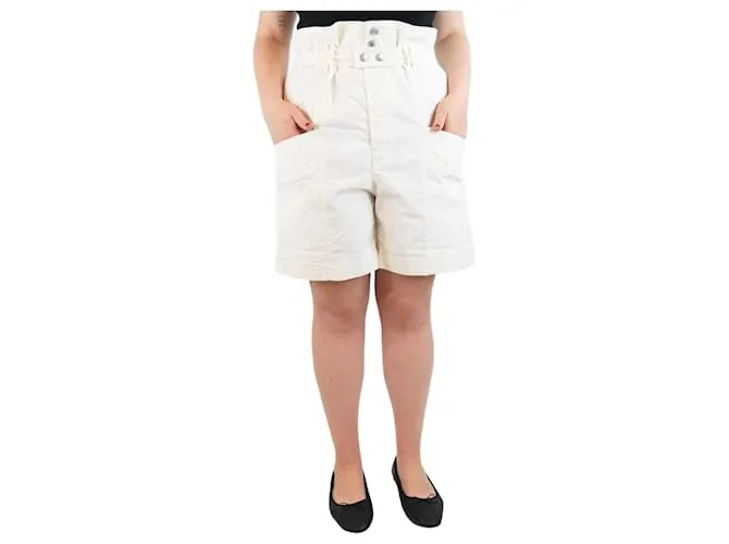 Isabel Marant Pantaloni corti in lino ecrù con cintura - taglia UK 12 Crudo