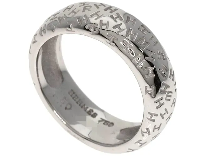 Ring Anello Hermès Toubou Wave #50 in oro bianco 18K