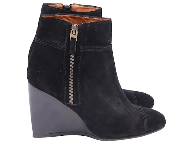 Stivaletti con zeppa Lanvin in suede nero
