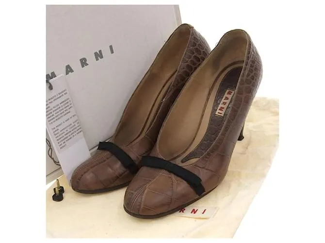 Autre Marque Marni Décolleté in pelle con tacco alto marrone