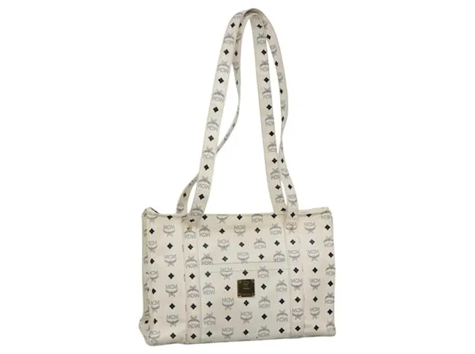 MCM Borsa Tote Vicetos in pelle PVC bianca Auth th6172 Bianco