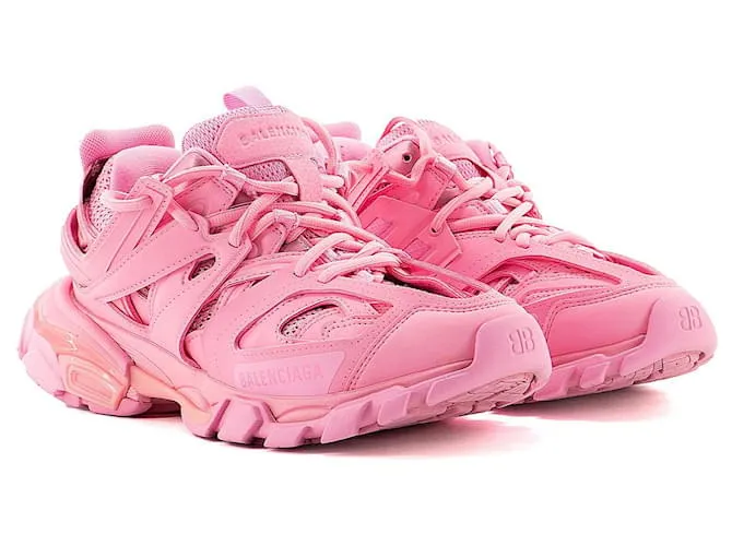 BALENCIAGA - Sneakers Track Balenciaga in pelle e tela rosa (T37)