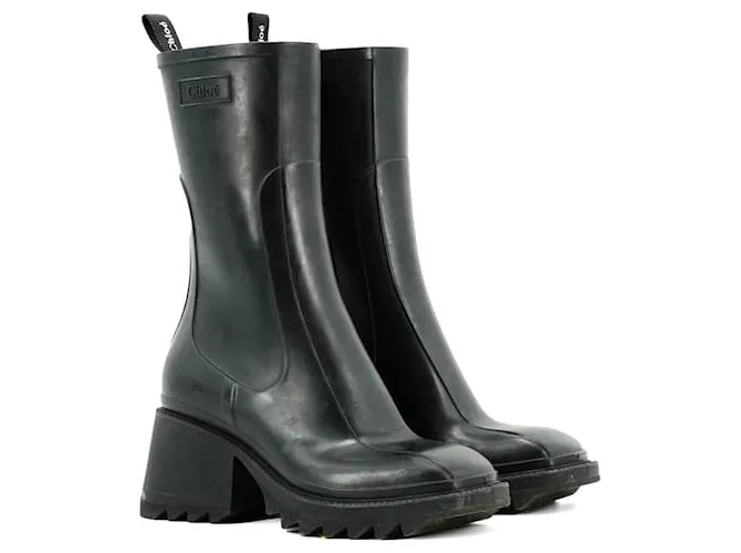 CHLOÉ - Stivaletti in gomma neri Betty Chloé (taglia 36) Nero