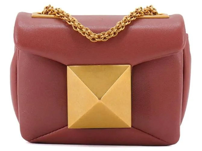 Valentino Garavani VALENTINO - Borsa a spalla Valentino One Stud in pelle marrone rosato