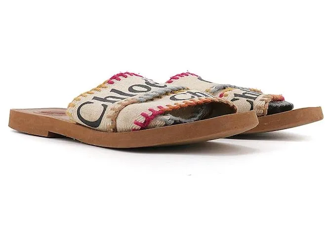 CHLOÉ - Sandali Woody Chloé in tela bianca (T37) Bianco