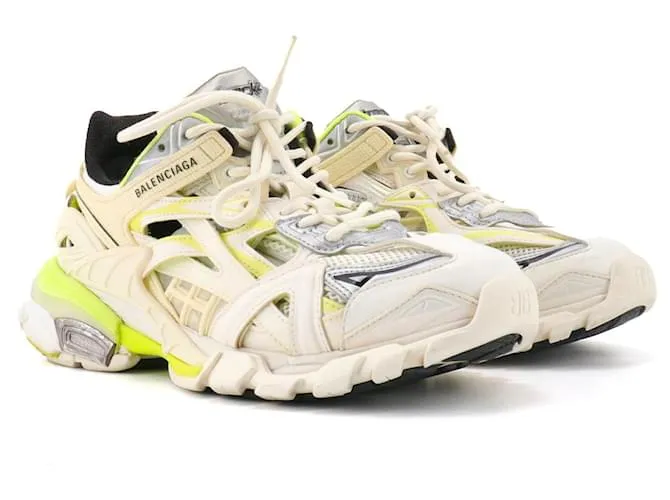 BALENCIAGA - Sneakers Balenciaga Track in pelle e tela bianche e verdi (T38) Bianco