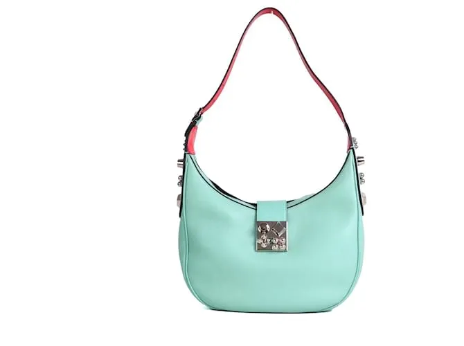 Christian Louboutin LOUBOUTIN - Borsa a spalla Carasky Louboutin in pelle grana turchese Blu