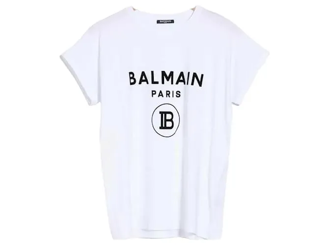 BALMAIN - T-shirt in cotone bianco Balmain (taglia 38)