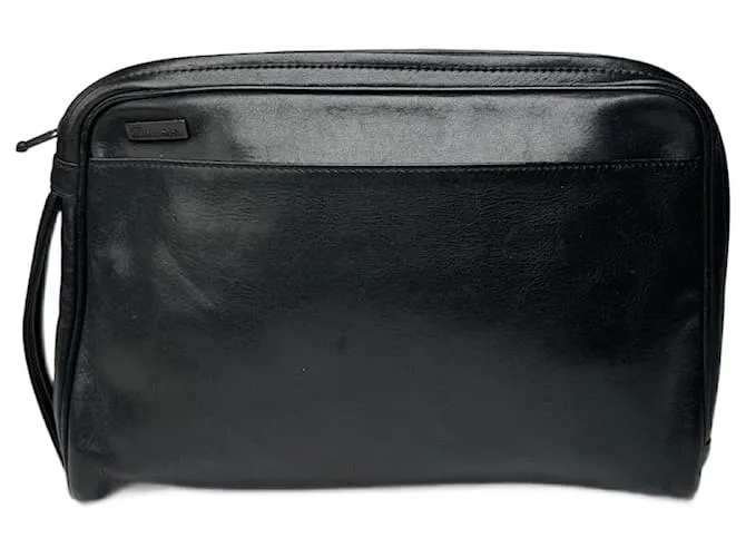 Clutch in pelle vintage Issey Miyake nera Nero