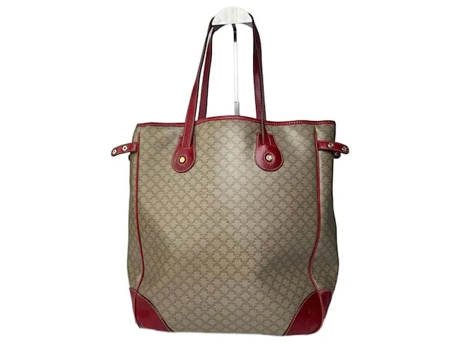 Big Bag Céline Borsa in pelle vintage Celine beige rossa con monogramma