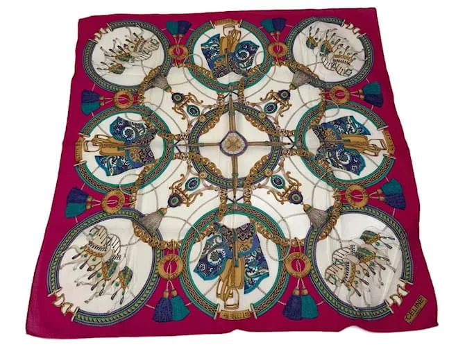 Céline Sciarpa vintage Celine Paris multicolore Porpora