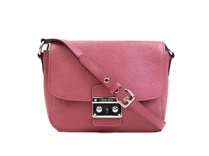 Borsa a spalla in pelle rosa Miu Miu