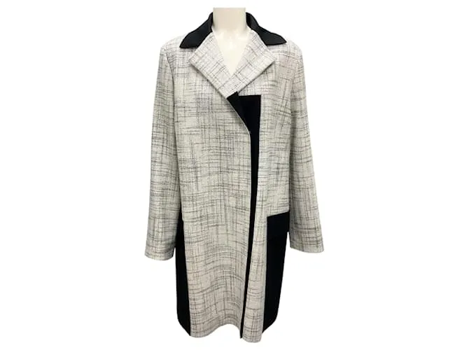 Cappotto in tweed doppiopetto bianco / nero della collezione Jil Sander Navy