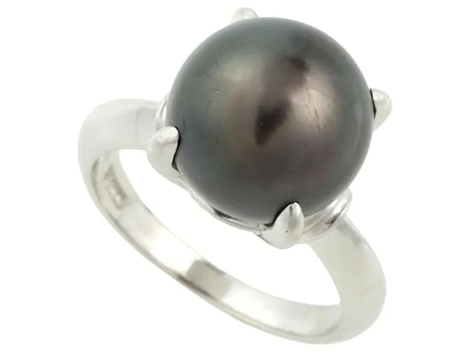 Autre Marque Anello in Perla Nera Pt900 10 Nero