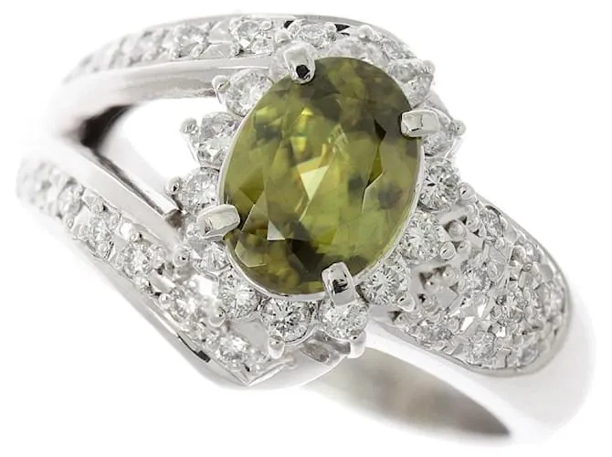 Autre Marque Anello in Titanite Sfenato Pt900 in Platino Argento