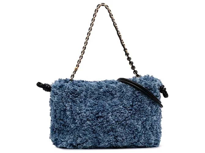 LOEWE Borsa Flamenco Media in Denim Blu