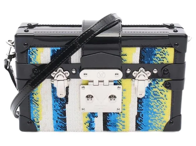 Borsa a Spalla Petite Malle Louis Vuitton Nero Blu Multicolore