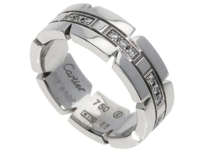 Anello Cartier Tank Française con Diamanti in Oro Bianco 18K