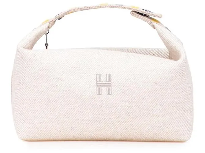 Borsa a Mano Toile Chevron Bride a Brac di Hermès Marrone Beige