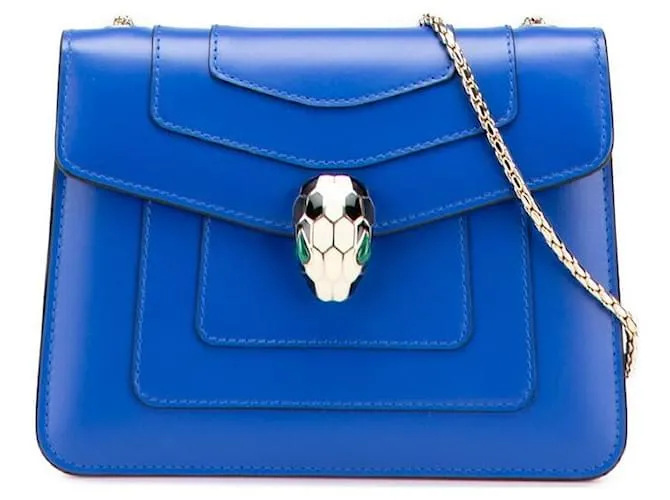 Bulgari Borsa a spalla in pelle Serpenti Forever di BVLGARI Blu