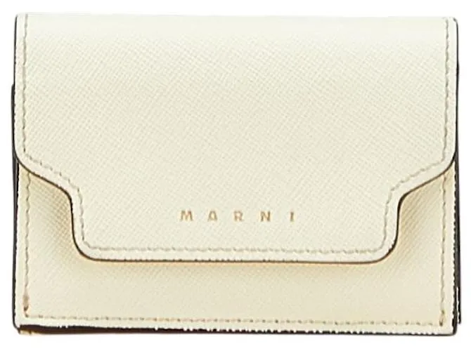 Portafoglio Trifold in Pelle Marni Bianco