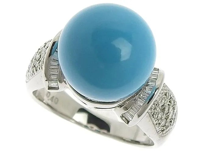 Autre Marque Anello in turchese Pt900 con diamanti D'oro