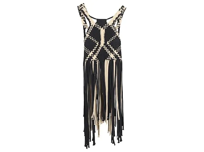 Top lungo intrecciato con frange Alberta Ferretti in seta multicolore