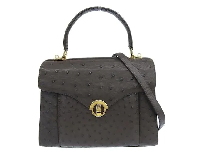 Autre Marque Borsa 2WAY in pelle di struzzo marrone