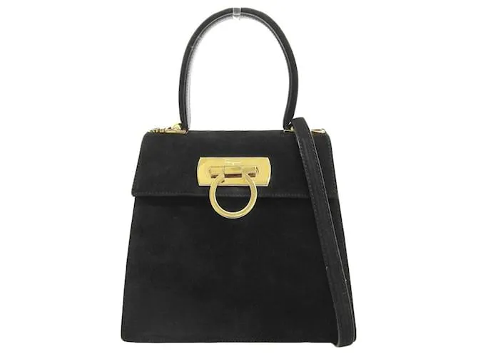 Borsa 2WAY in suede Salvatore Ferragamo Nero