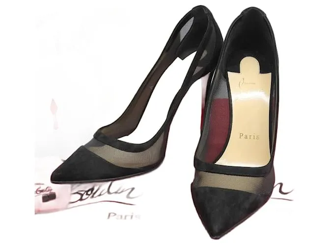 Christian Louboutin GALATIVI Tacchi in Rete Neri Nero Porpora